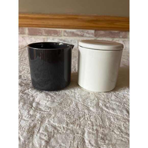 2 Stackable Set Ceramic Sugar & Creamer Jar Minimalist Style Storage Container - Picture 11 of 16